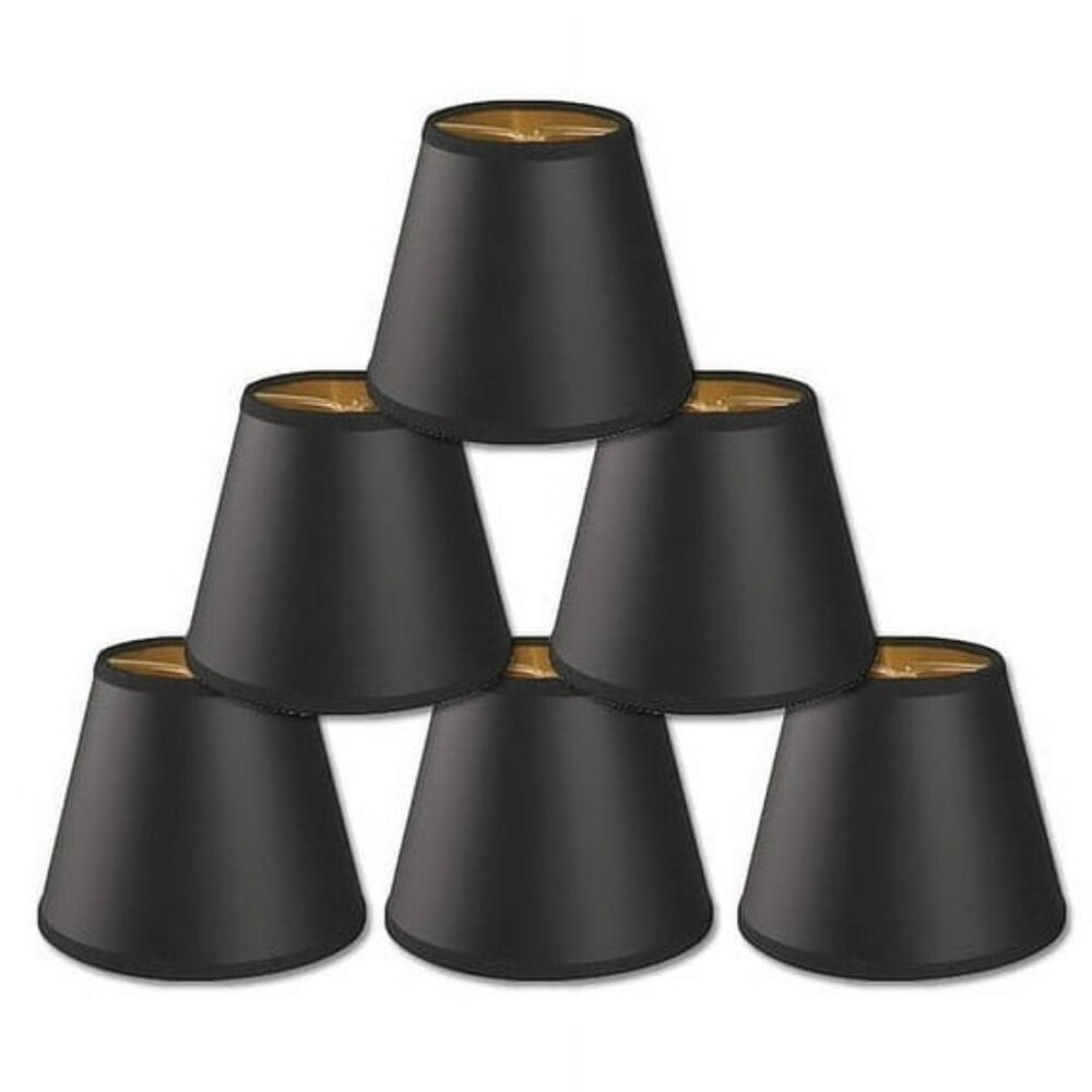 Set of 6 Royal Designs Black Mini Chandelier Lamp Shades 3" x 5" x 4.5" Clip-On